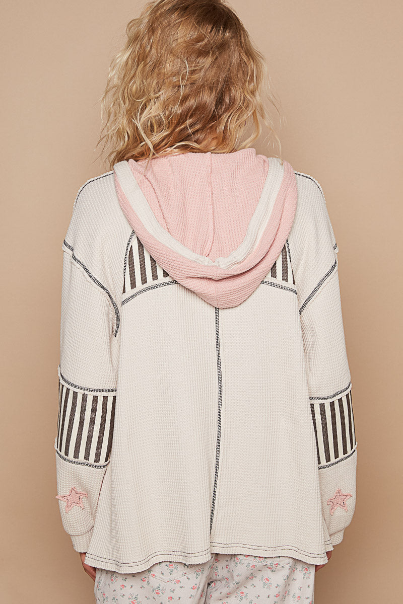 PATCHWORK PINK AND CREAM HOODIE