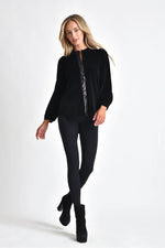 VIVA VELVET SEQUIN LONG SLEEVE TOP BLACK