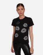 CROFT CRYSTAL LIPS BLACK T SHIRT