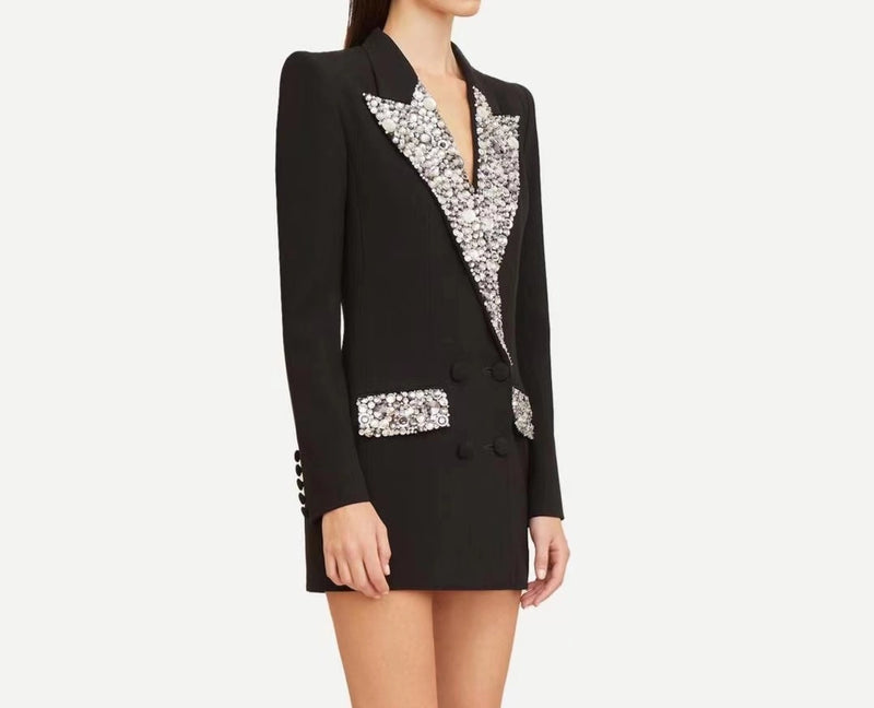 LONG BLAZER COVERED IN CRYSTALS