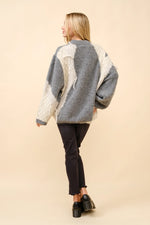 MIX KNIT DISTRESSED SWEATER CREAM AND GREY