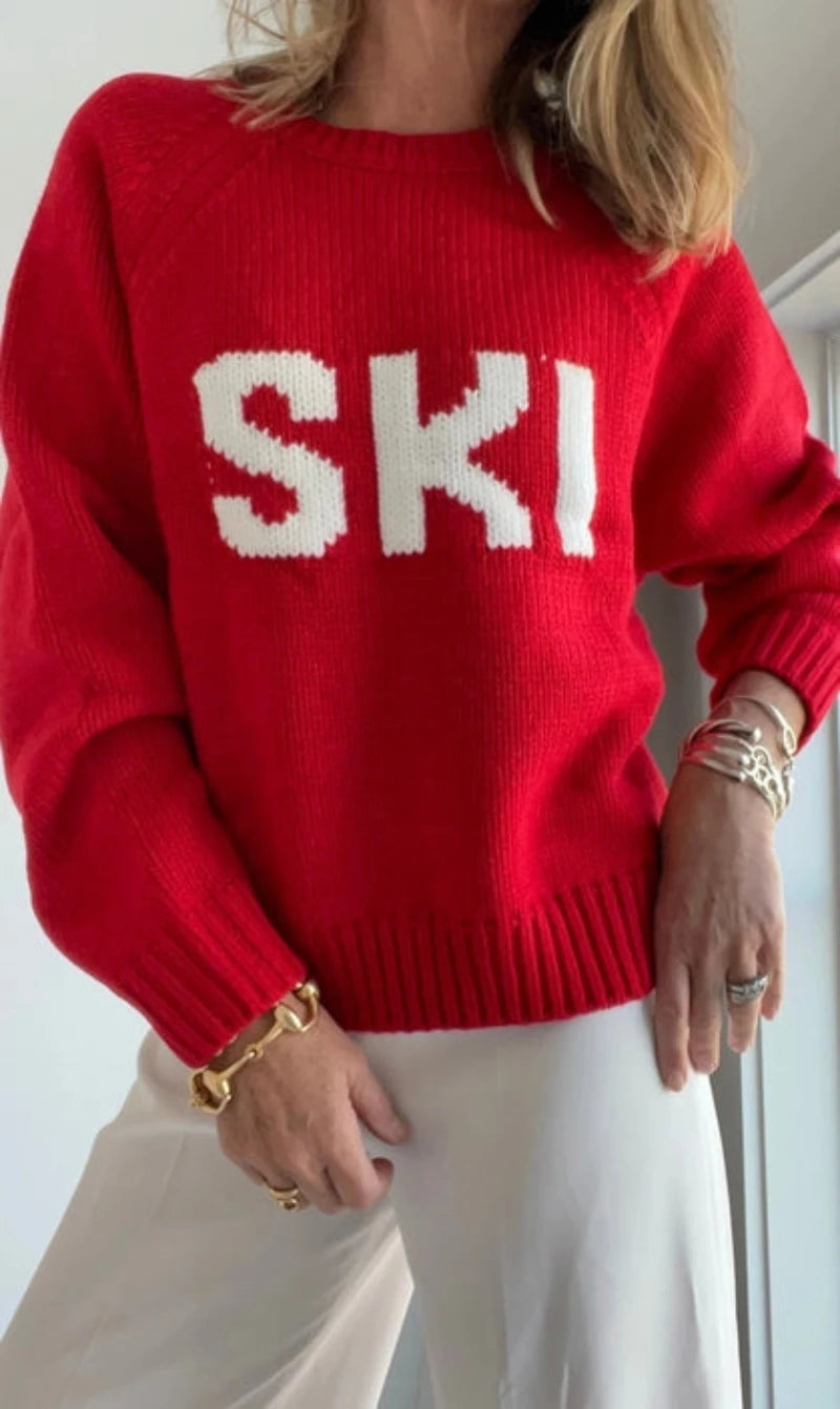 RED SKI KNIT SWEATER