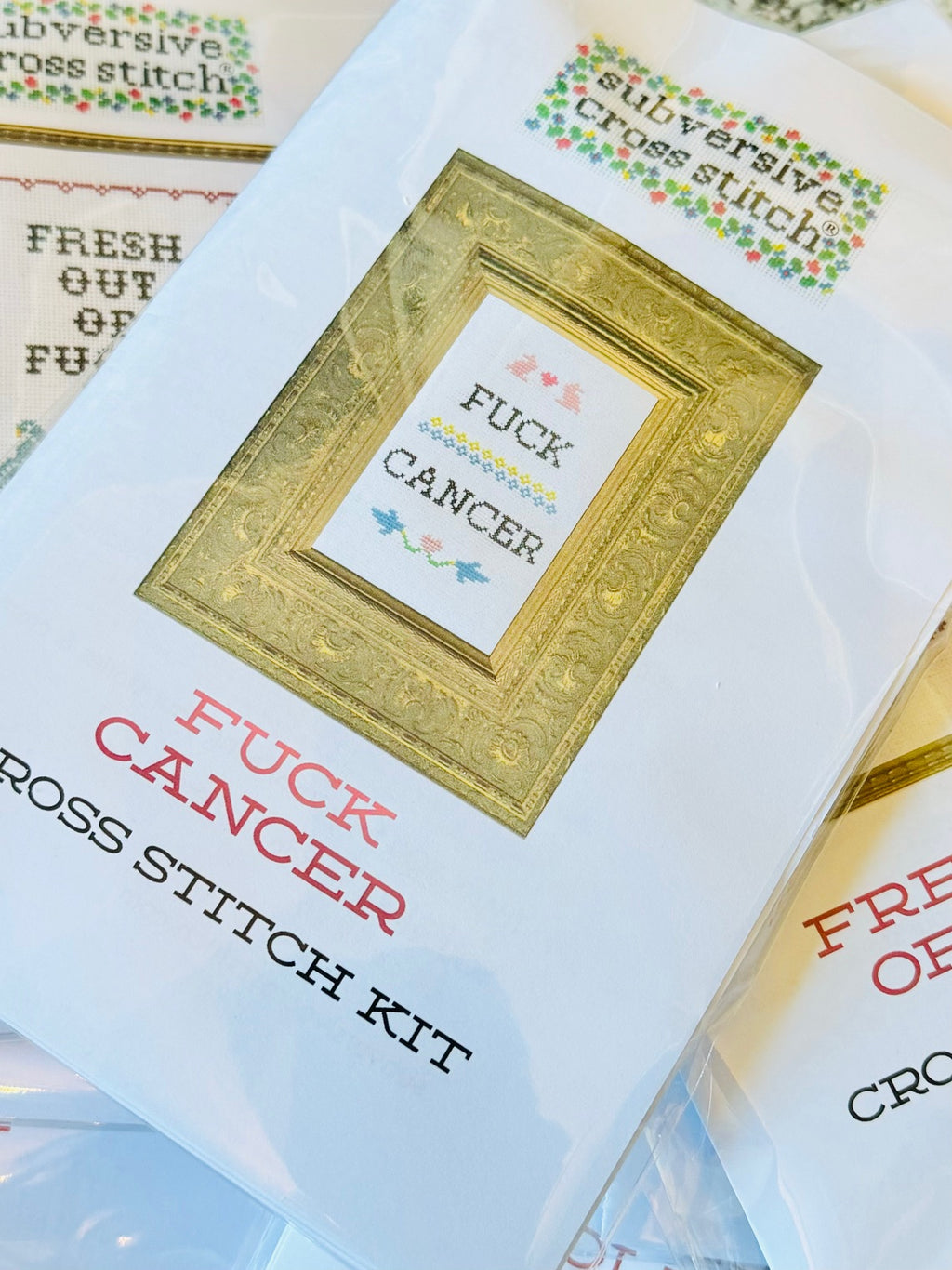 F CANCER CROSS STITCH KIT