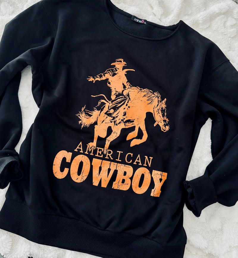 BLACK COWBOY PULLOVER ORANGE GRAPHIC