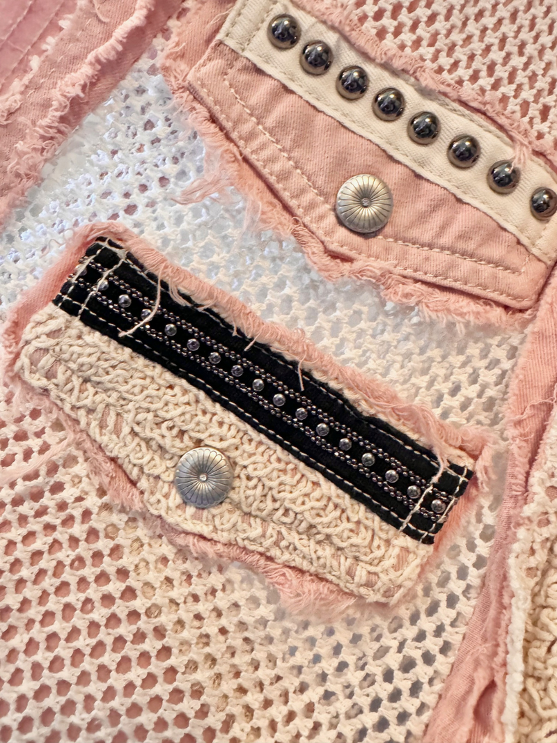 OVERSIZED VEST IN POWDER PINK WITH STUDDING