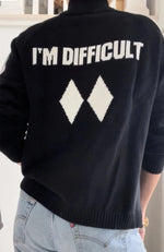 IM DIFFICULT BLACK HALF ZIP SWEATER