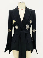 DIAMOND BELTED BLAZER BLACK