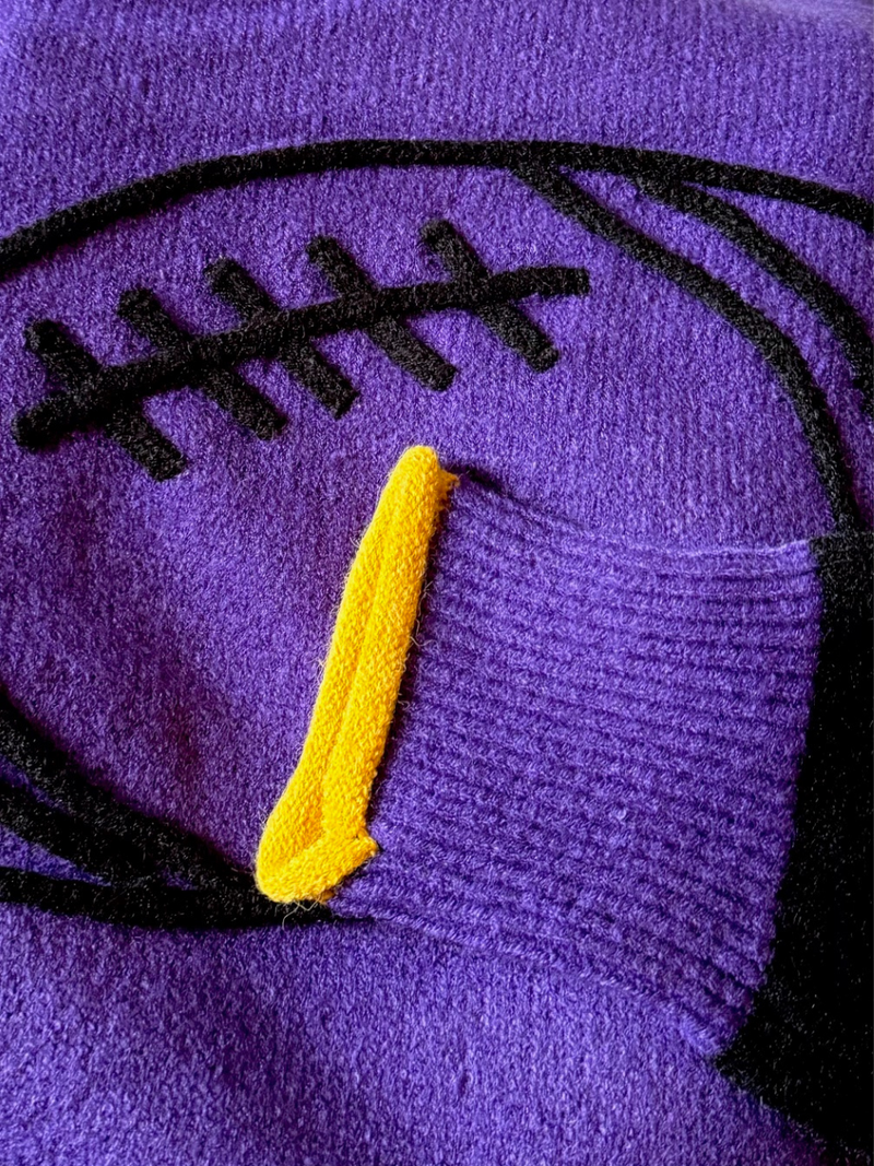 GAME DAY SWEATER PURPLE AND GOLD FOOTBALL