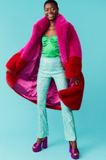 BAMBOO FAUX FUR HOT PINK RED COAT