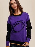 GAME DAY SWEATER PURPLE AND GOLD FOOTBALL