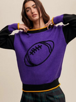 GAME DAY SWEATER PURPLE AND GOLD FOOTBALL